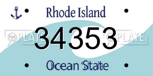 34353 Rhode Island License Plate