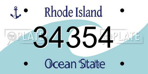 34354 Rhode Island License Plate