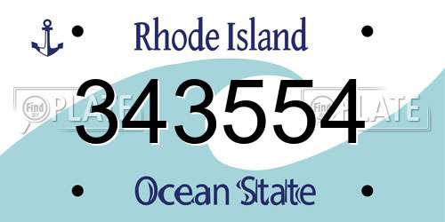 343554 Rhode Island License Plate