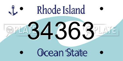 34363 Rhode Island License Plate
