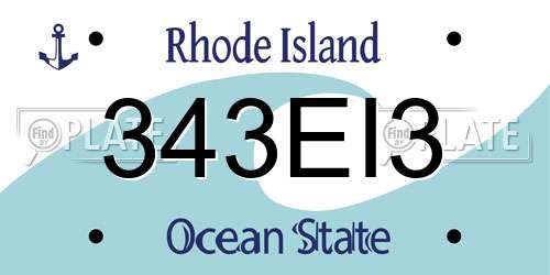 343EI3 Rhode Island License Plate