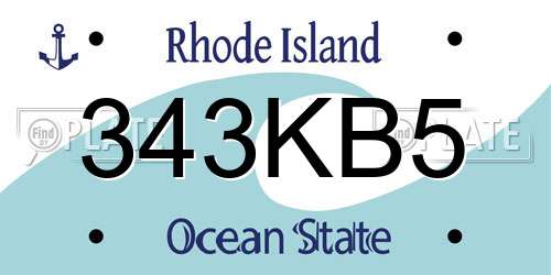 343KB5 Rhode Island License Plate