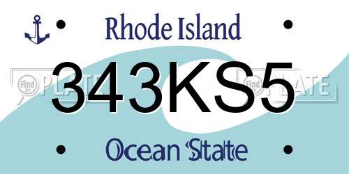 343KS5 Rhode Island License Plate