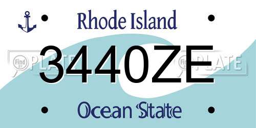 3440ZE Rhode Island License Plate