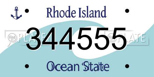 344555 Rhode Island License Plate