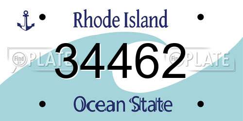 34462 Rhode Island License Plate