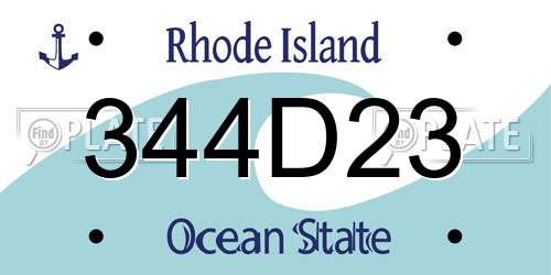 344D23 Rhode Island License Plate