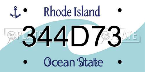 344D73 Rhode Island License Plate