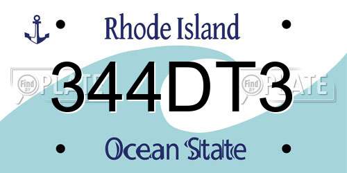 344DT3 Rhode Island License Plate