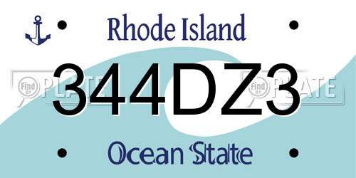 344DZ3 Rhode Island License Plate