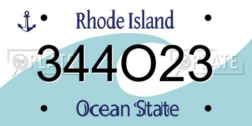 344O23 Rhode Island License Plate