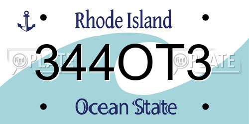 344OT3 Rhode Island License Plate