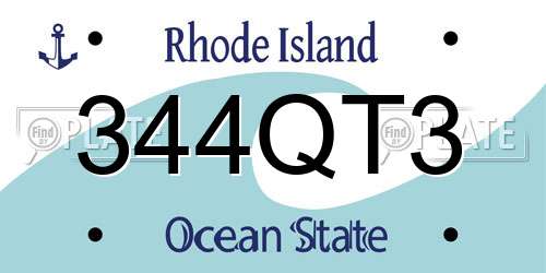 344QT3 Rhode Island License Plate