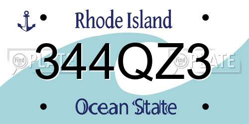 344QZ3 Rhode Island License Plate