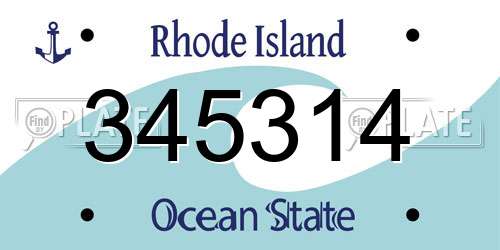 345314 Rhode Island License Plate