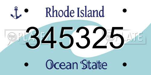 345325 Rhode Island License Plate