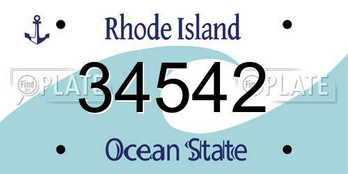 34542 Rhode Island License Plate