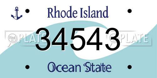 34543 Rhode Island License Plate