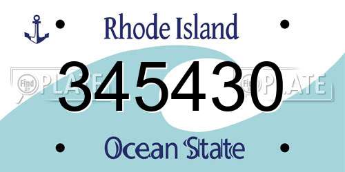 345430 Rhode Island License Plate