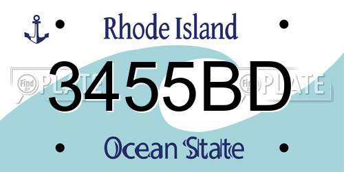 3455BD Rhode Island License Plate