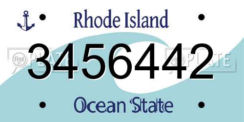 3456442 Rhode Island License Plate