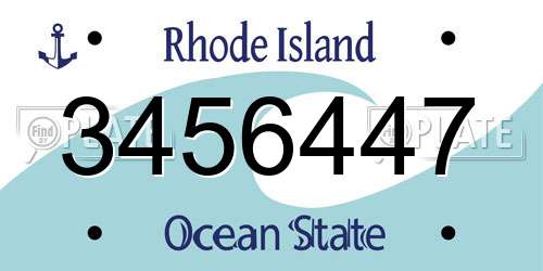 3456447 Rhode Island License Plate