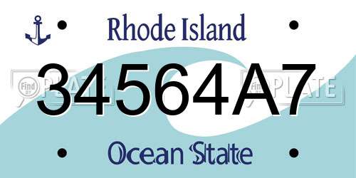 34564A7 Rhode Island License Plate