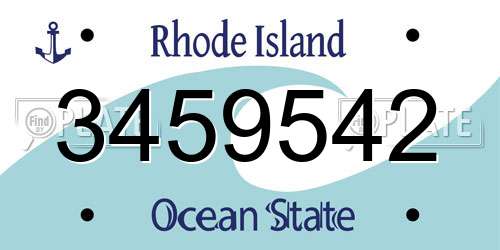 3459542 Rhode Island License Plate