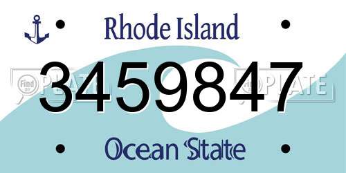 3459847 Rhode Island License Plate