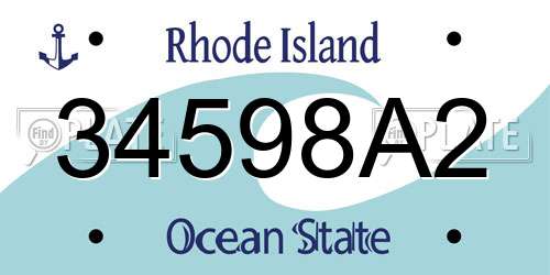 34598A2 Rhode Island License Plate