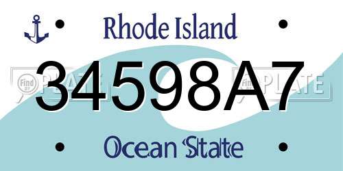 34598A7 Rhode Island License Plate