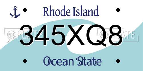 345XQ8 Rhode Island License Plate