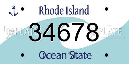 34678 Rhode Island License Plate