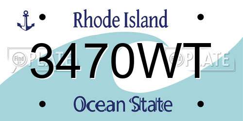 3470WT Rhode Island License Plate