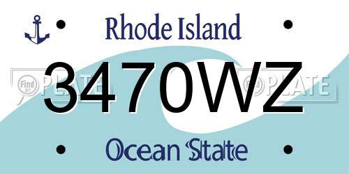 3470WZ Rhode Island License Plate