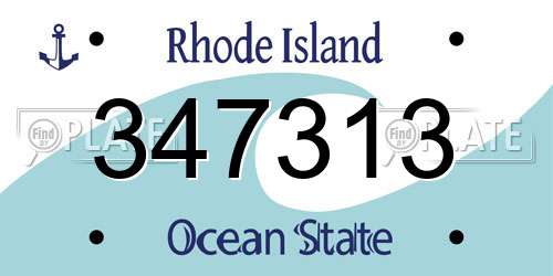 347313 Rhode Island License Plate