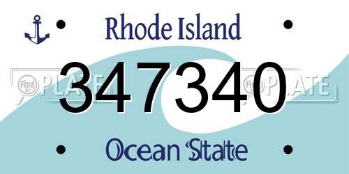 347340 Rhode Island License Plate