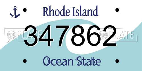 347862 Rhode Island License Plate