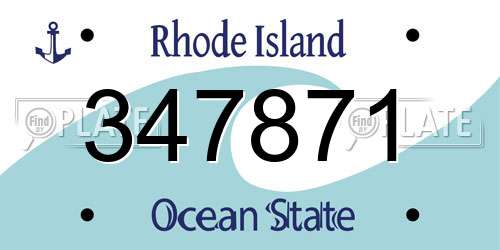347871 Rhode Island License Plate
