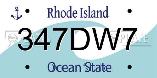 347DW7 Rhode Island License Plate