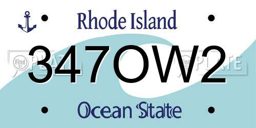 347OW2 Rhode Island License Plate