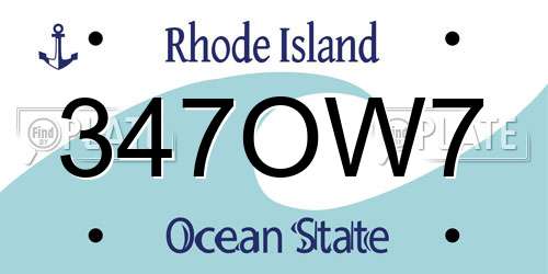 347OW7 Rhode Island License Plate
