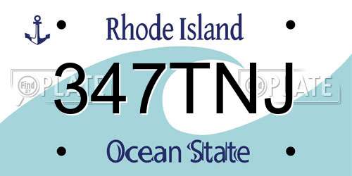 347TNJ Rhode Island License Plate