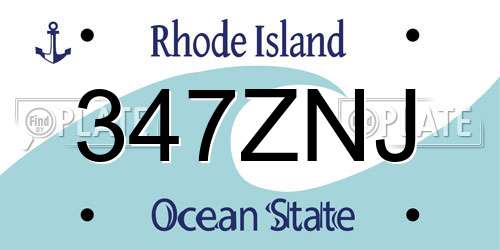 347ZNJ Rhode Island License Plate