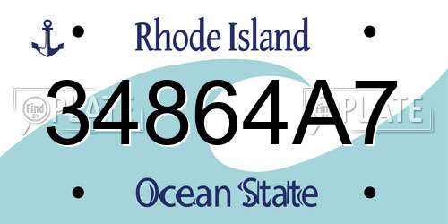 34864A7 Rhode Island License Plate