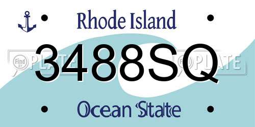 3488SQ Rhode Island License Plate