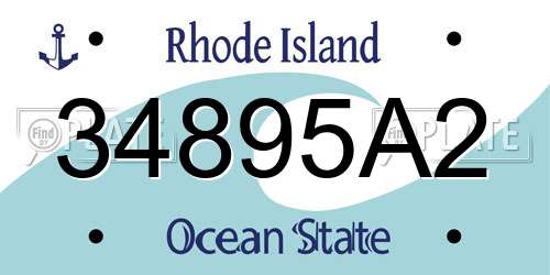 34895A2 Rhode Island License Plate