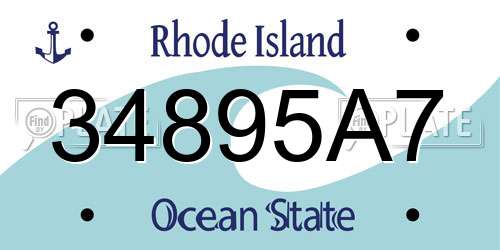 34895A7 Rhode Island License Plate