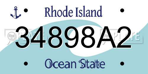 34898A2 Rhode Island License Plate