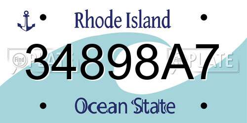34898A7 Rhode Island License Plate